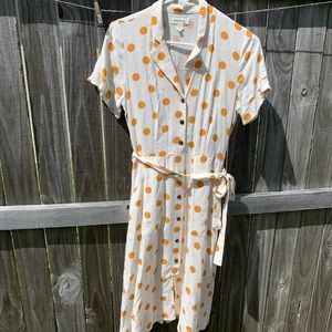 Monteau Yellow Polka Dot Dress Size S